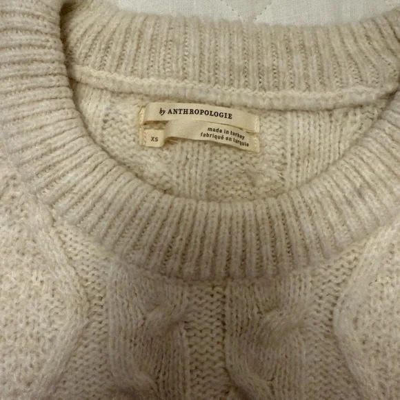 Anthropologie Cream Cable Knit Sweater - Picture 6 of 7